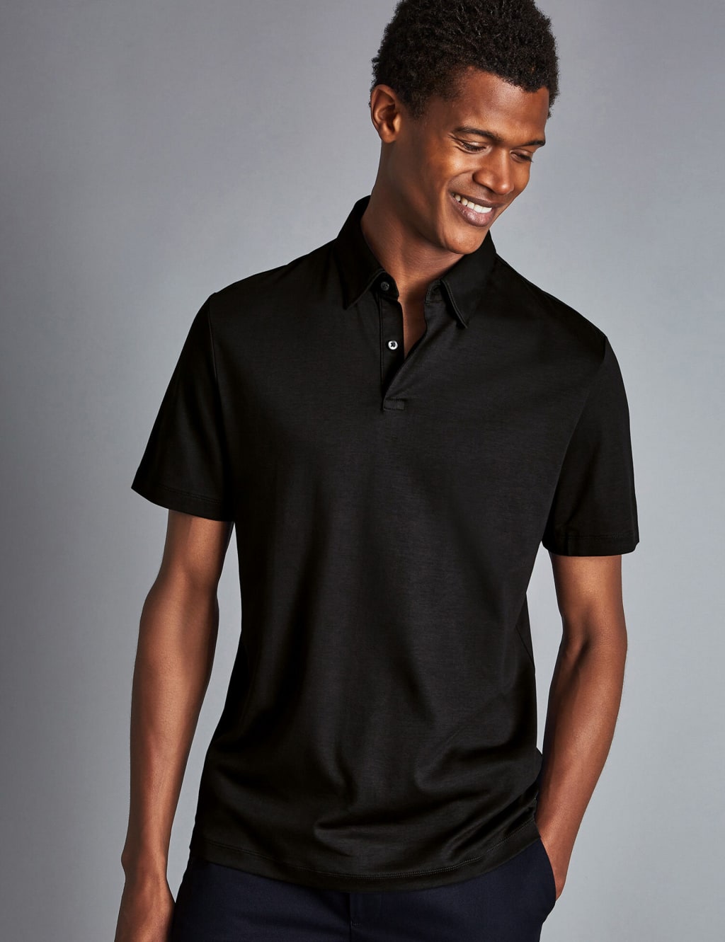 Mens black polo top hot sale