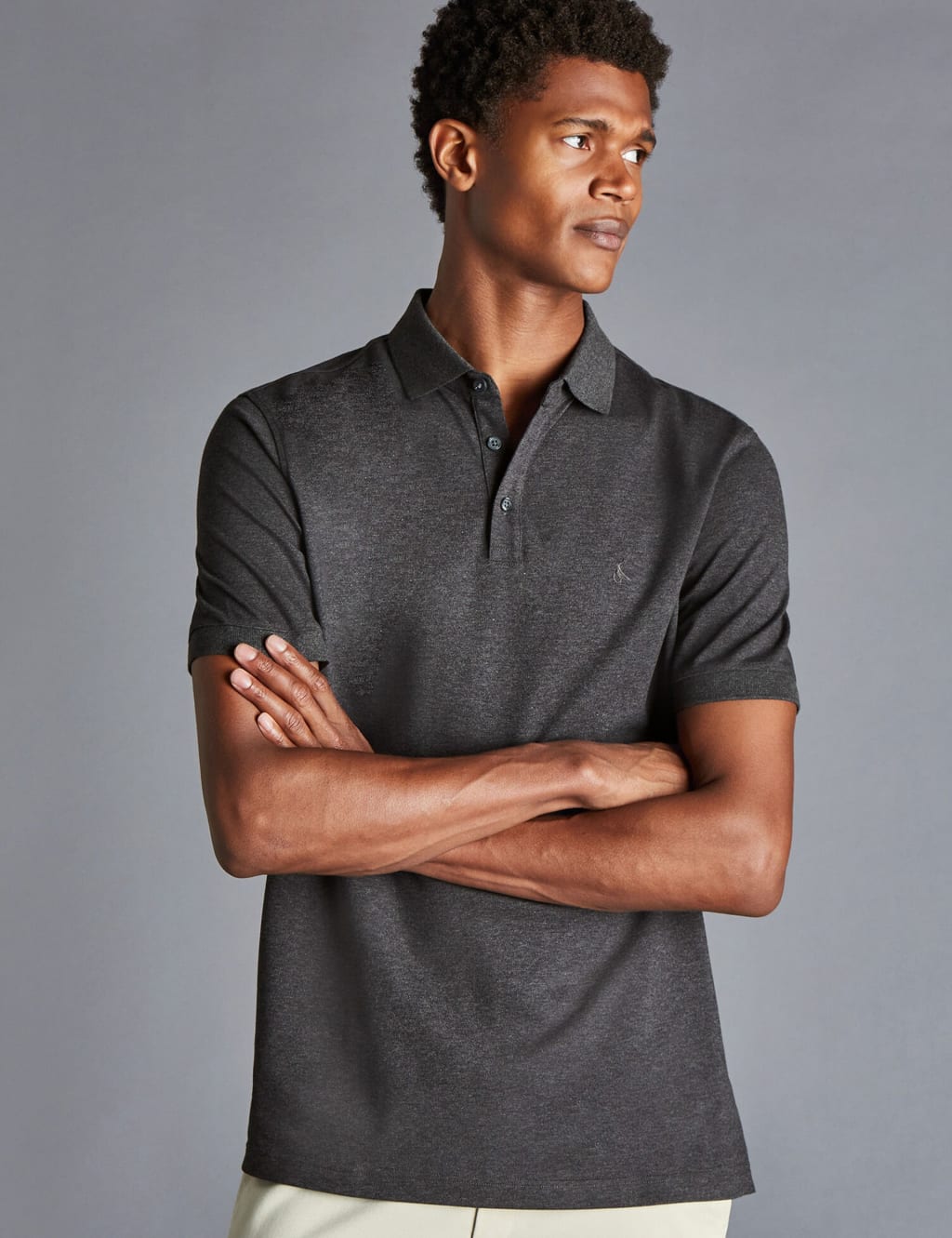 Grey polo shirt mens online