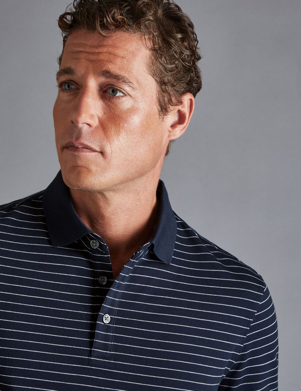 Cotton Rich Striped Pique Polo Shirt image 3