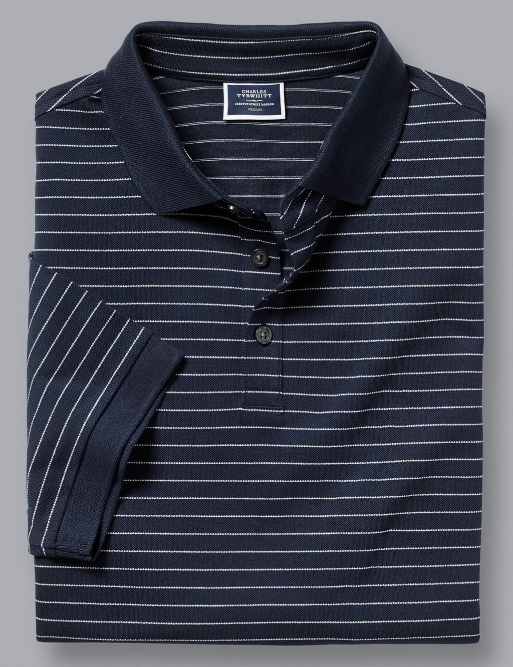 Cotton Rich Striped Pique Polo Shirt image 2