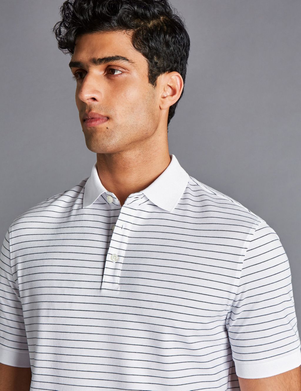 Cotton Rich Striped Pique Polo Shirt image 3
