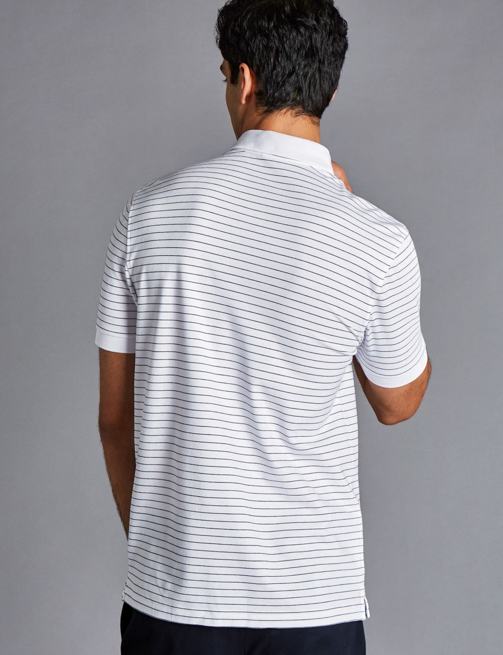 Cotton Rich Striped Pique Polo Shirt image 4