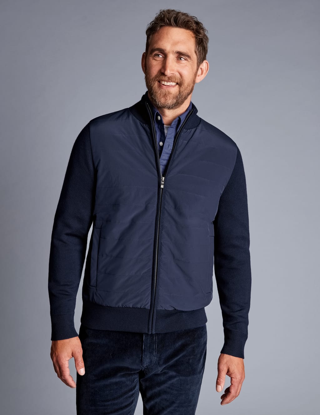 Merino Wool Rich Funnel Neck Padded Jacket image 1