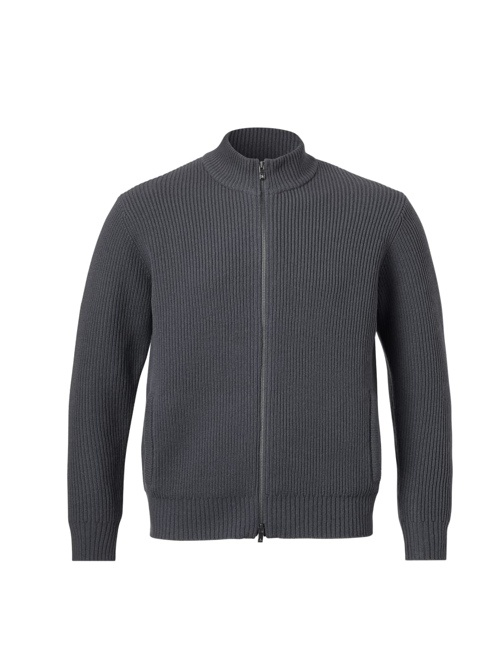 Pure Wool Ribbed Zip Up Cardigan image 2