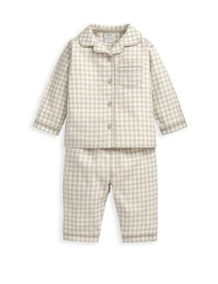 Mamas & Papas Sand Check Woven Pyjamas (6 Mths-3 Yrs) - 18-24 - Brown, Brown