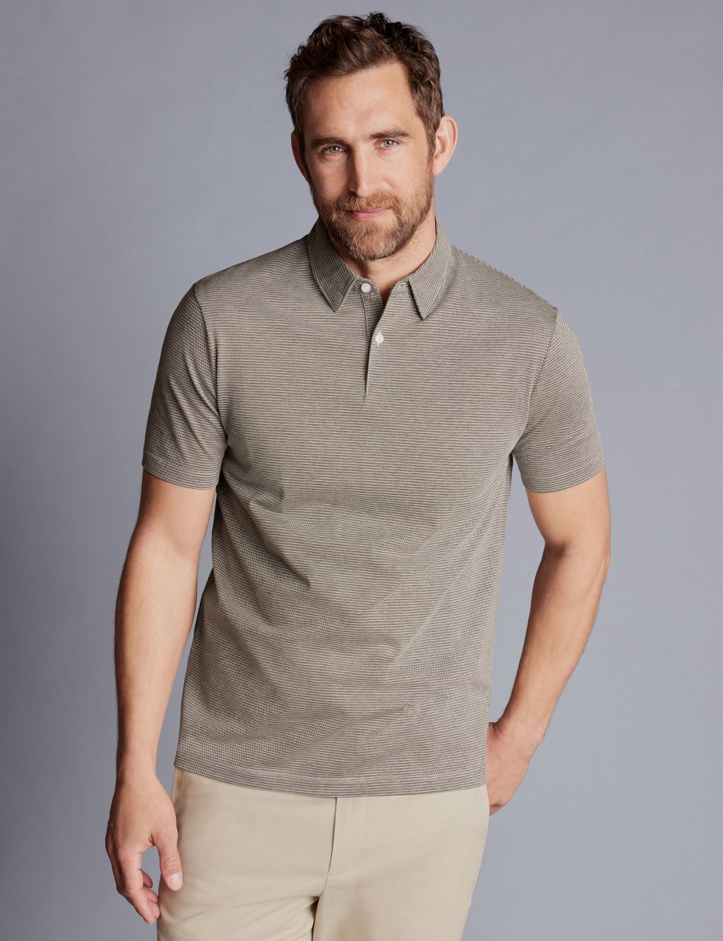 Pure Cotton Jacquard Polo Shirt image 1