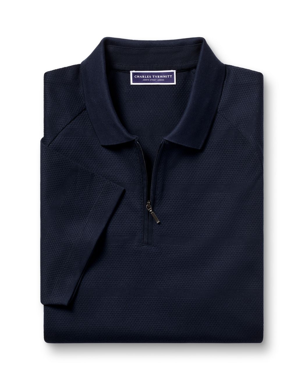 Pure Cotton Textured Half Zip Polo Shirt image 2