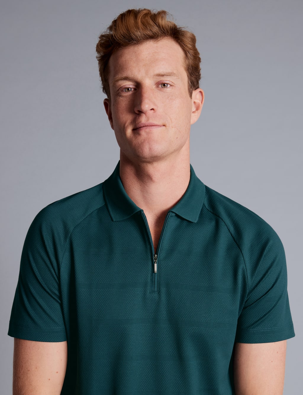 Pure Cotton Textured Half Zip Polo Shirt image 3