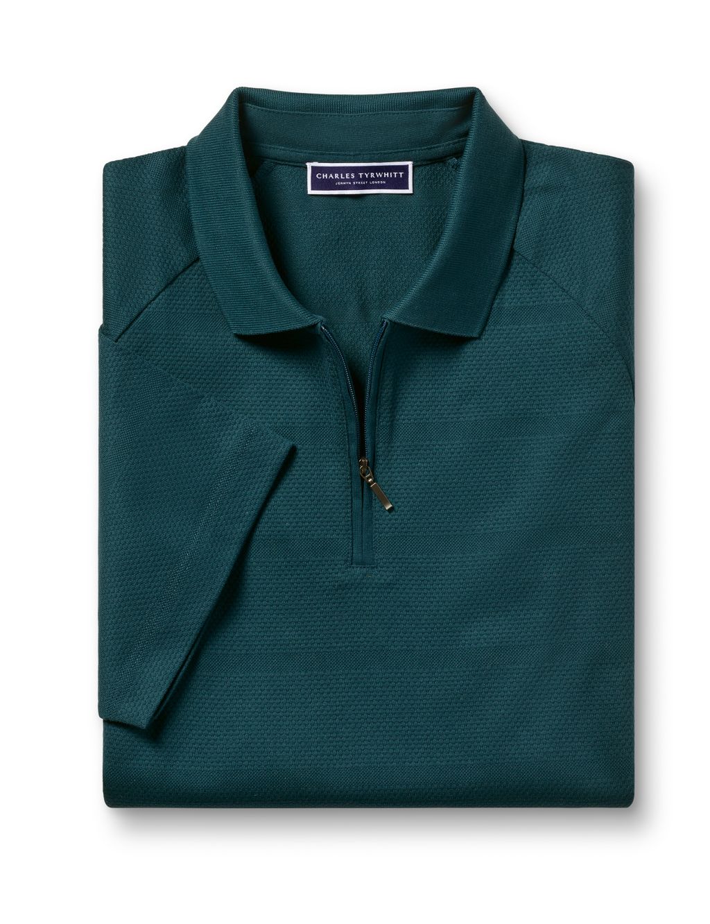 Pure Cotton Textured Half Zip Polo Shirt image 2