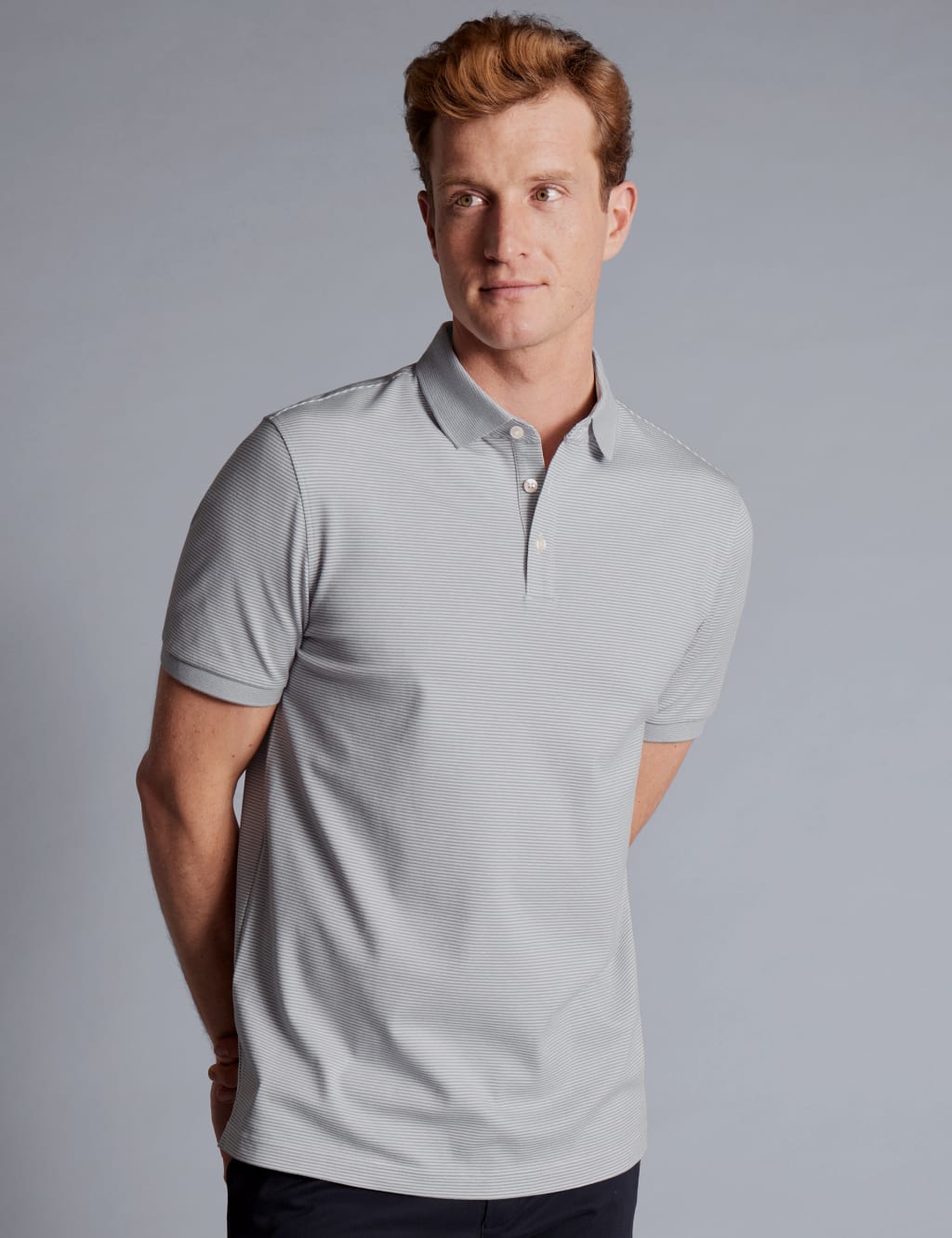 Cotton Rich Pique Striped Polo Shirt image 1