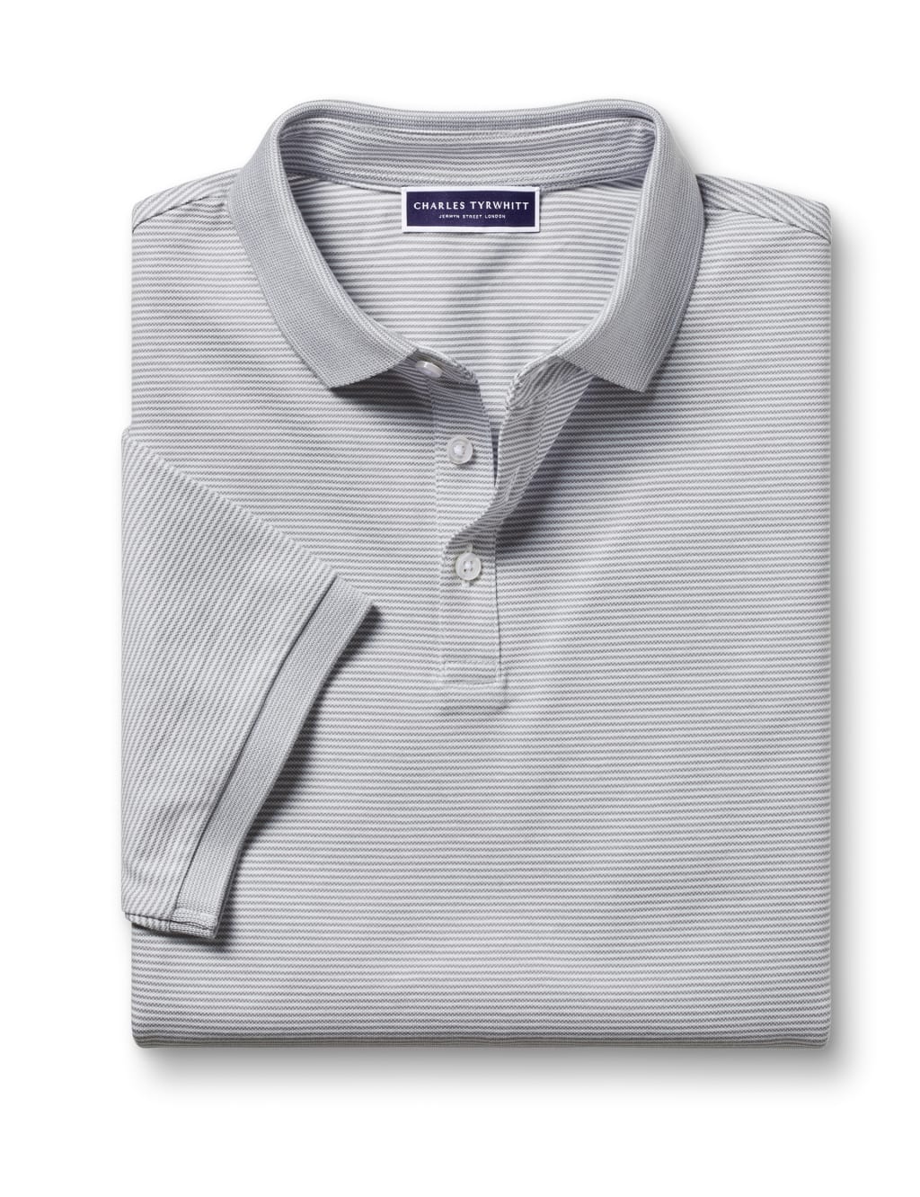 Cotton Rich Pique Striped Polo Shirt image 2