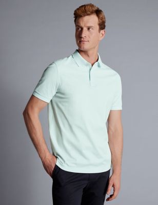 Charles Tyrwhitt Mens Pure Cotton Polo Shirt - Green, Green