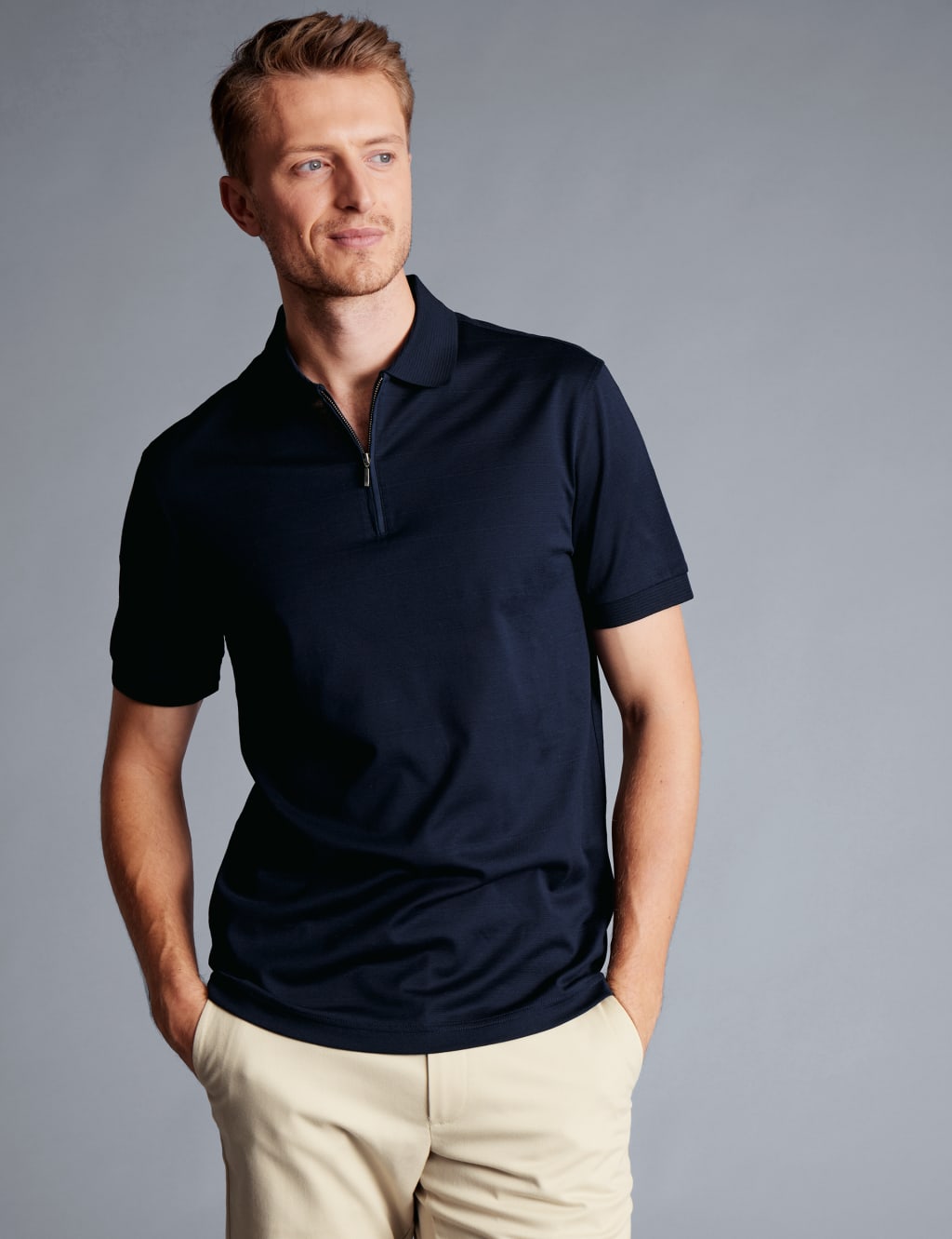 Pure Cotton Half Zip Polo Shirt image 1