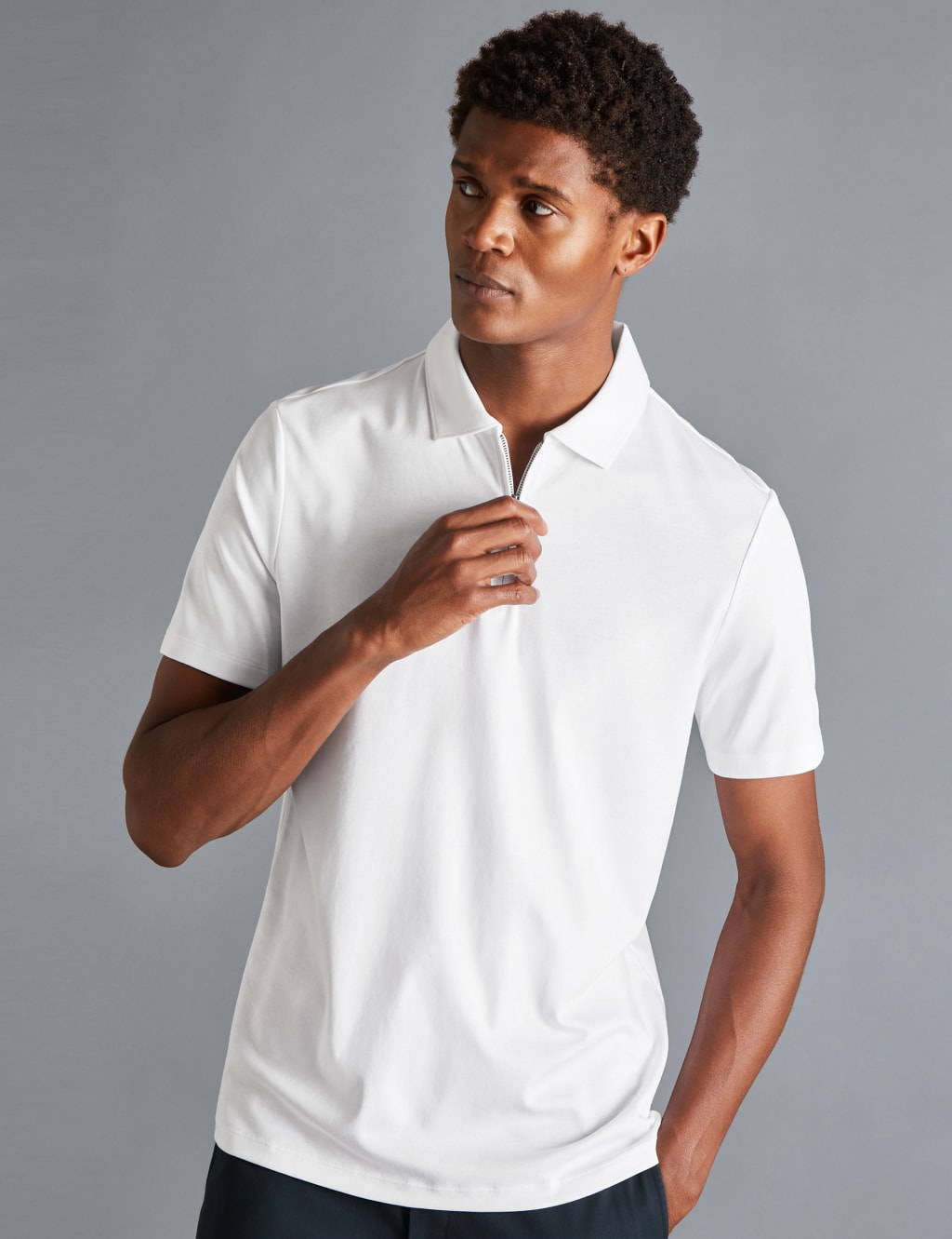 Pure Cotton Jersey Half Zip Polo Shirt image 1