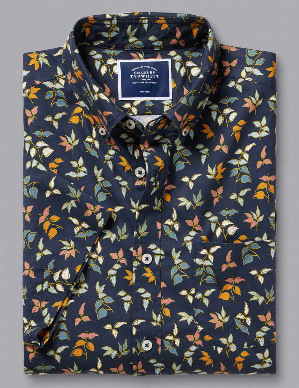 Slim Fit Pure Cotton Leaf Print Shirt image 1