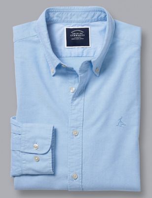 Charles Tyrwhitt Men's Slim Fit Pure Cotton Oxford Shirt - Blue, Blue,White