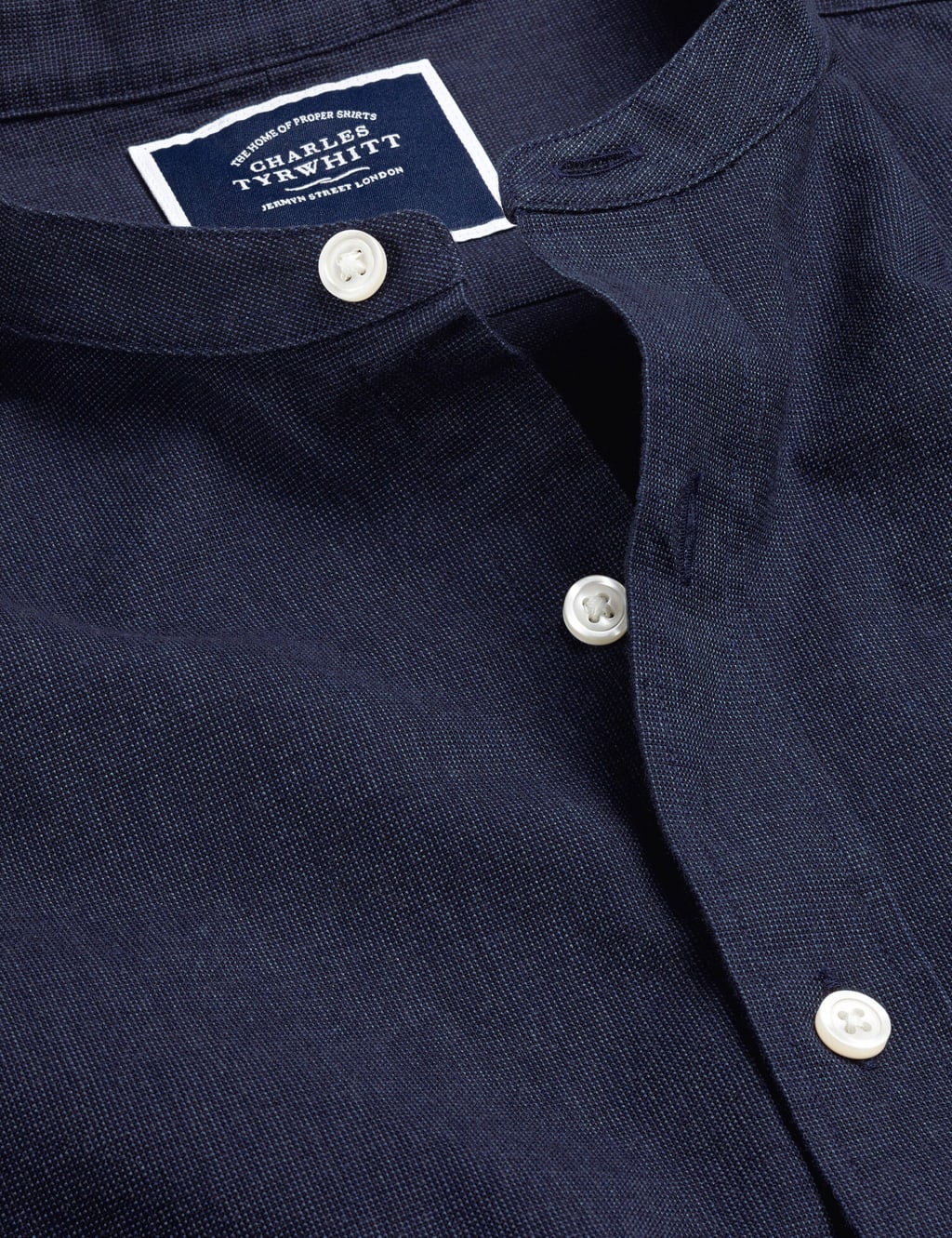 Slim Fit Cotton Rich Grandad Collar Shirt image 2