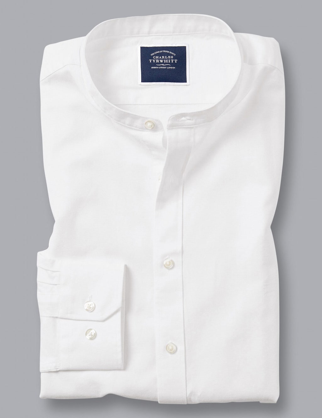 Slim Fit Cotton Rich Grandad Collar Shirt image 1