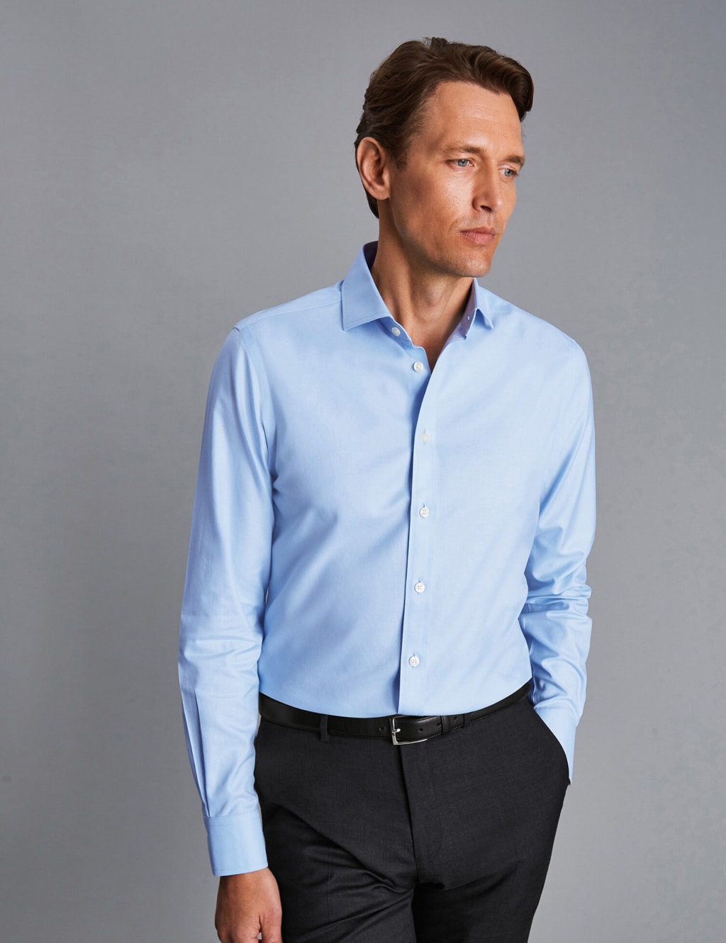 Slim Fit Non Iron Pure Cotton Twill Shirt image 1