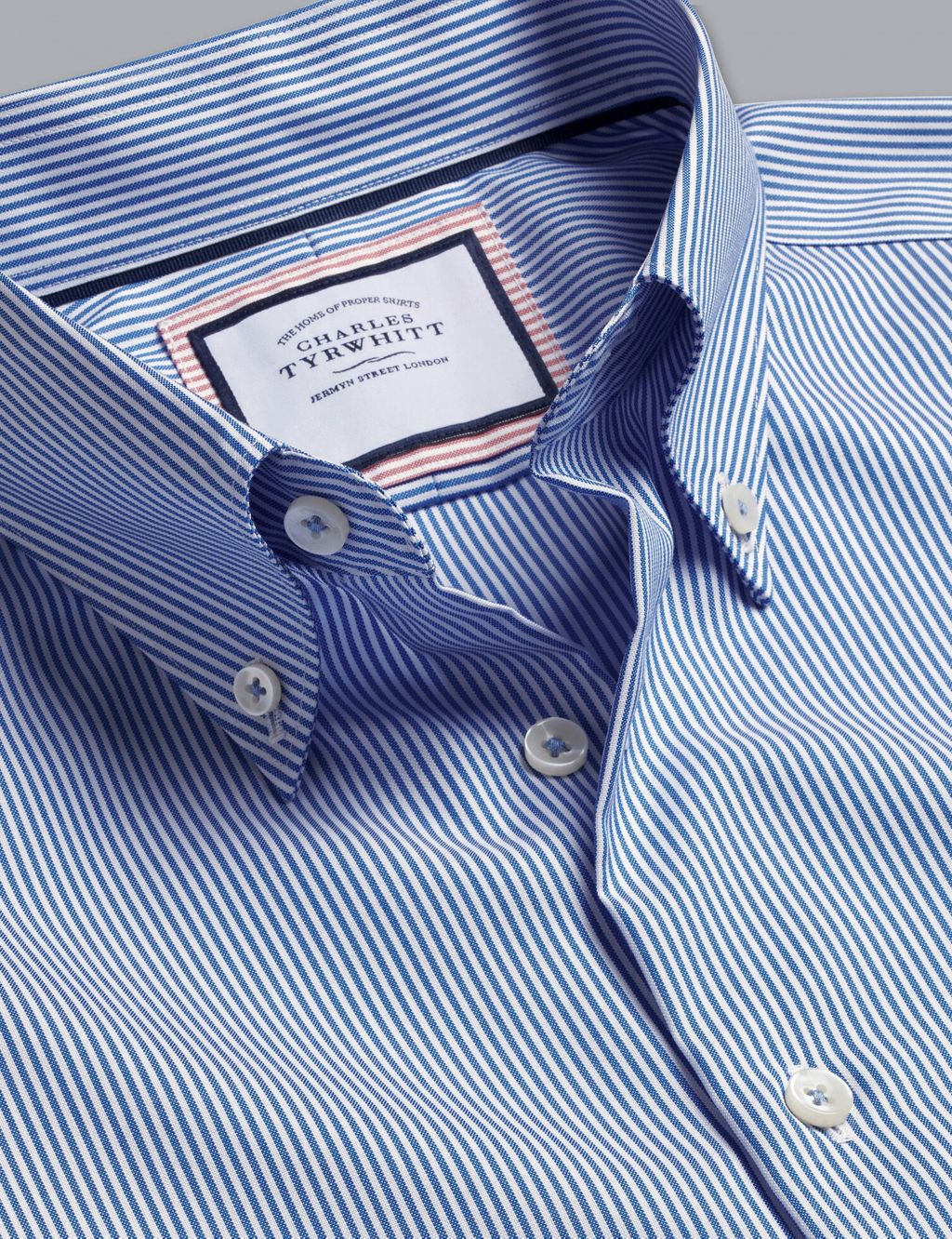 Non Iron Pure Cotton Striped Oxford Shirt image 5
