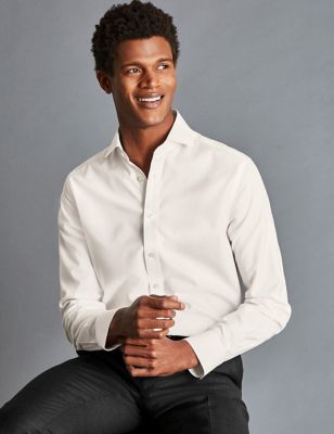Charles Tyrwhitt Men's Slim Fit Non Iron Pure Cotton Twill Shirt - 14.533 - Neutral, Neutral