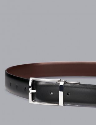 Charles Tyrwhitt Mens Italian Leather Reversible Smart Belt - 34 - Black, Black
