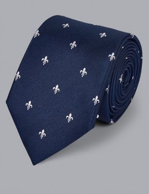 Charles Tyrwhitt Men's Floral Pure Silk Tie - Navy, Navy