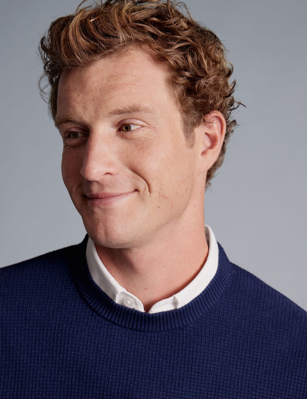 Merino Wool Blend Textured Crew Neck Jumper image 2