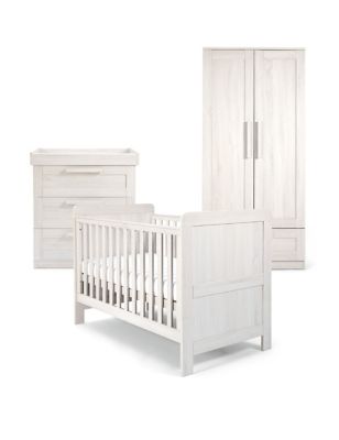 Mamas & Papas Atlas 3 Piece Cotbed Range with Dresser and Wardrobe - White, White