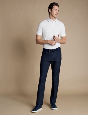 Charles Tyrwhitt Men's Slim Fit 5 Pocket Trousers - 3230 - Navy, Navy,Sand