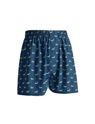 Charles Tyrwhitt Mens Pure Cotton Dog Woven Boxers - M - Teal Mix, Teal Mix