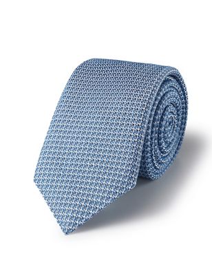 Charles Tyrwhitt Men's Textured Pure Silk Tie - Light Blue, Light Blue,Green,Navy