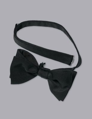 Charles Tyrwhitt Mens Pure Silk Bow Tie - Black, Black