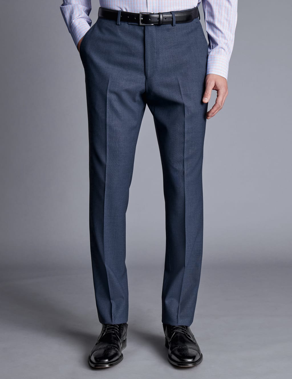 Slim Fit Pure Wool Flat Front Trousers image 1
