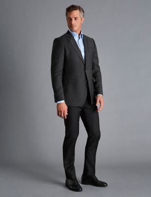Charles Tyrwhitt Men's Slim Fit Pure Wool Twill Suit Jacket - 38REG - Grey, Grey,Navy,Black