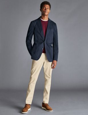 Charles Tyrwhitt Men's Slim Fit Cotton Rich Stretch Suit Jacket - 38REG - Blue, Blue,Green