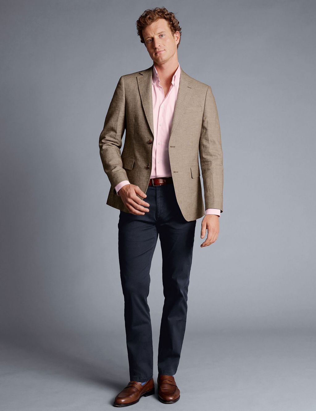 Mens Beige Linen Blazer Evening Slim Fit Two Button Business Leisure Coat  Jacket