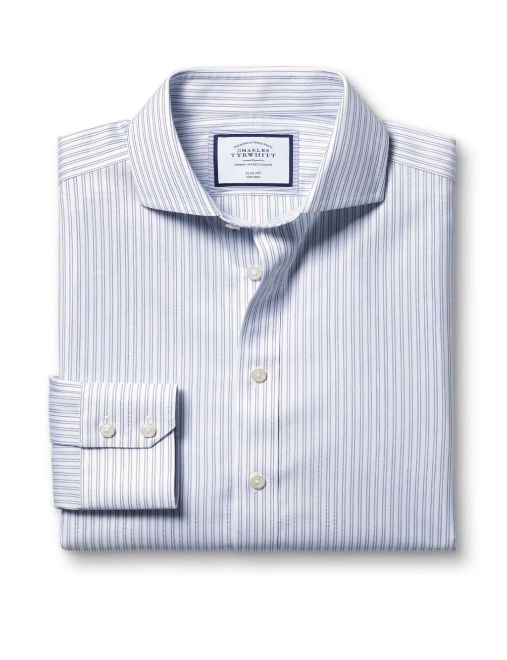 Slim Fit Non Iron Pure Cotton Striped Shirt image 2