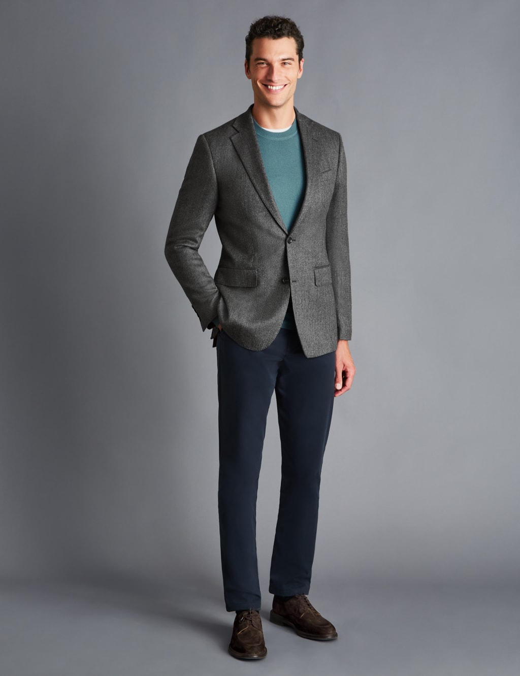 Slim Fit Pure Wool Herringbone Suit Jacket image 2