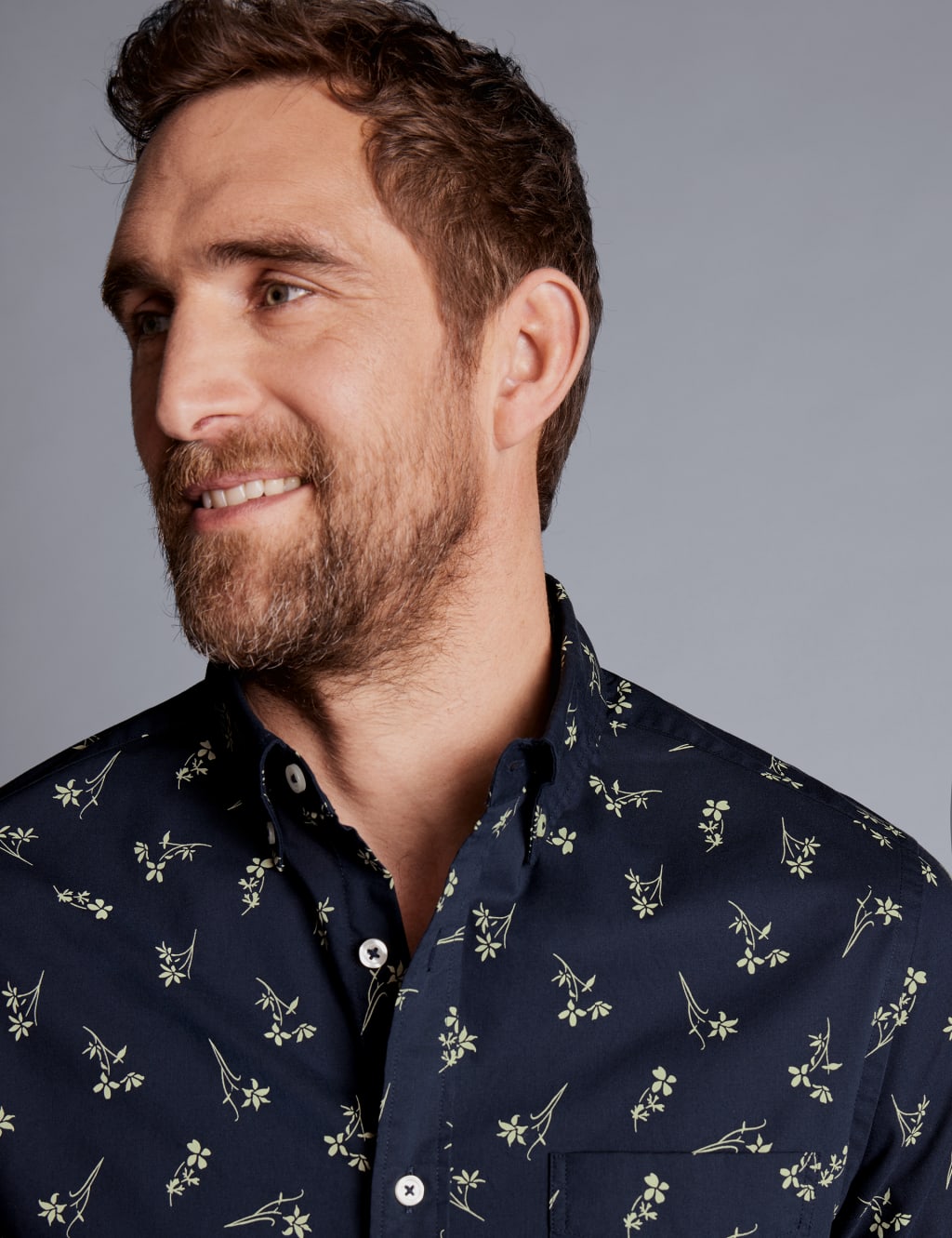 Slim Fit Non Iron Pure Cotton Floral Shirt image 3