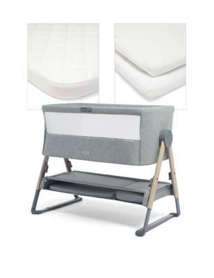 Mamas & Papas Lua Bedside Crib Bundle - Grey, Grey