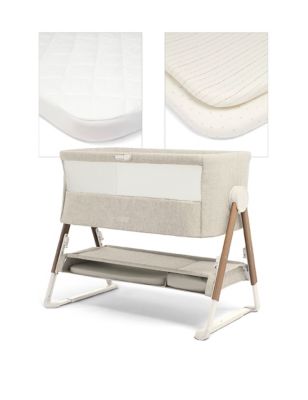 Mamas & Papas Lua Bedside Crib Bundle - Beige, Beige