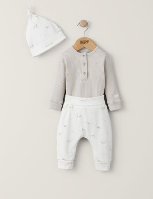 Mamas & Papas Stork My First Outfit 3 Piece Set (7lbs-6 Mths) - 0-3 M - Grey, Grey