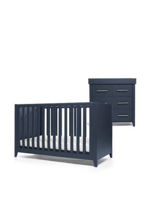 Mamas & Papas Melfi 2 Piece Cotbed Set with Dresser - Dark Blue, Dark Blue