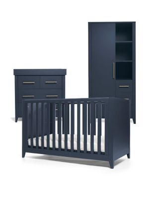Mamas & Papas Melfi 3 Piece Cotbed Range with Dresser and Wardrobe - Dark Blue, Dark Blue