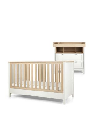 Mamas & Papas Harwell 2 Piece Cotbed Set with Dresser - White, White