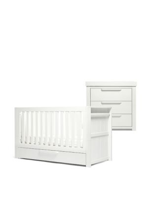 Mamas & Papas Franklin 2 Piece Cotbed Set with Dresser - White, White
