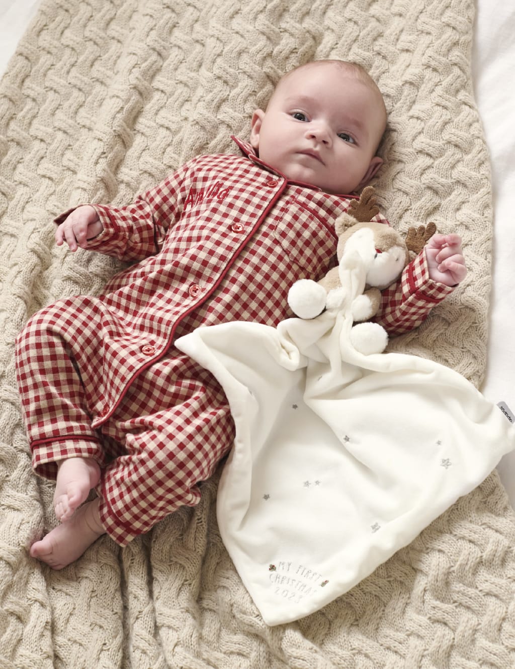 Jersey Check Christmas Pyjamas Romper (0-9 Mths) image 3