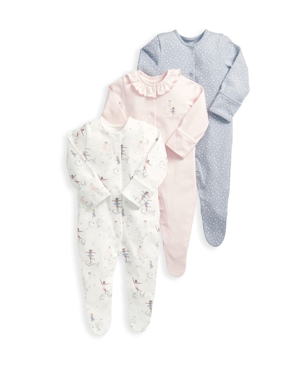 3pk Dancing On Ice Sleepsuits (0-2 Yrs) image 1