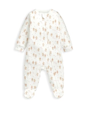 Mamas & Papas Gingerbread Christmas Zip All in One (7lbs- 12 Mths) - UT1M - Cream, Cream